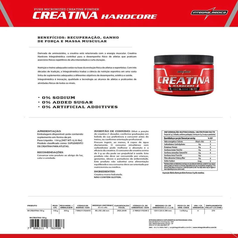 CREATINA PURA 150 G INTEGRAL MÉDICA