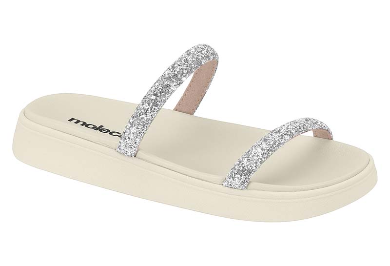 Sandália Feminina Moleca Branco/Prata - 5507.100