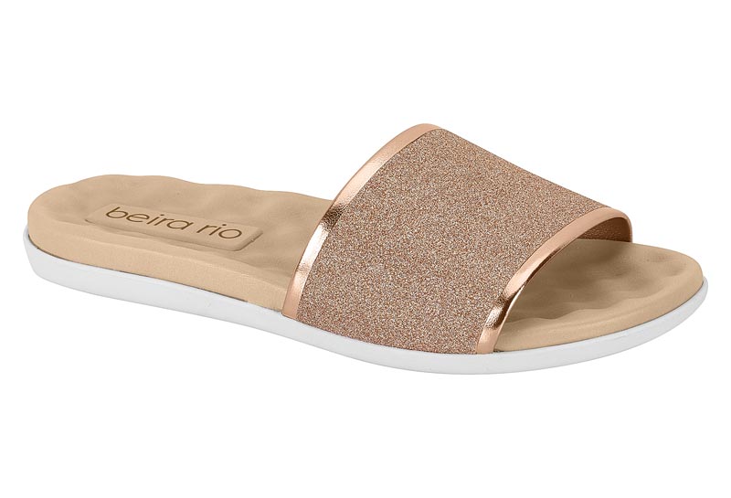 Slide Feminina Beira Rio Ouro Rosado/Metalizado - 8360.303